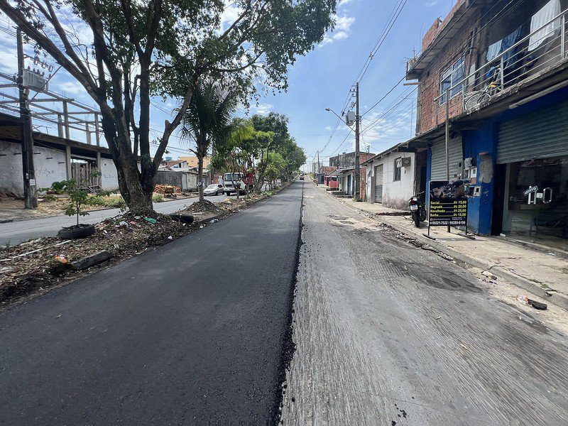 Maior recapeamento da história de Manaus avança no bairro Nova Cidade, zona Norte da capital