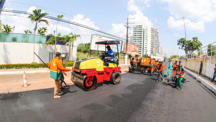 Obras do ‘Asfalta Manaus’ da prefeitura estão em fase de conclusão na Ponta Negra