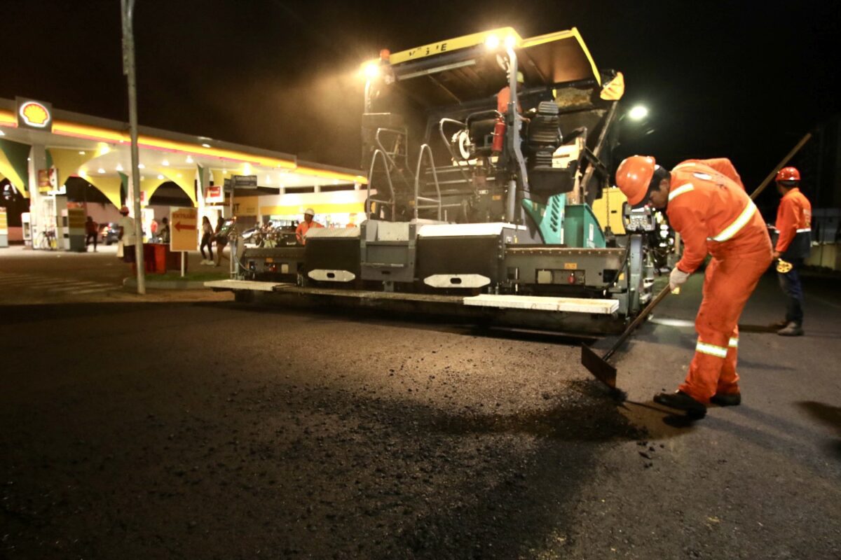 Prefeitura de Manaus finaliza recapeamento de trecho da avenida Djalma Batista na madrugada desta sexta-feira